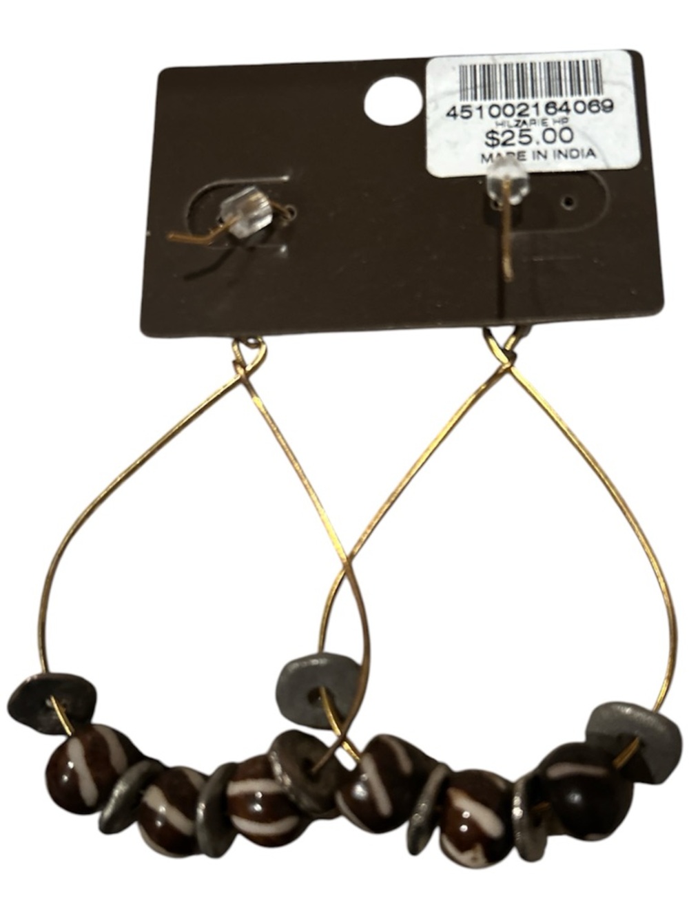 Chico's Brown Bead Hoop Earrings-new - Picture 2 of 2